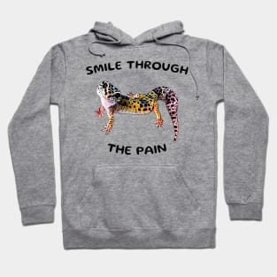 Leopard Gecko Smile Through the Pain Funny Pet Lizard Lover Hoodie